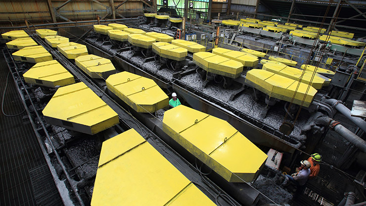 Floatation cells located at Doe Run mills help separate minerals from waste rock as part of the metals mining process.